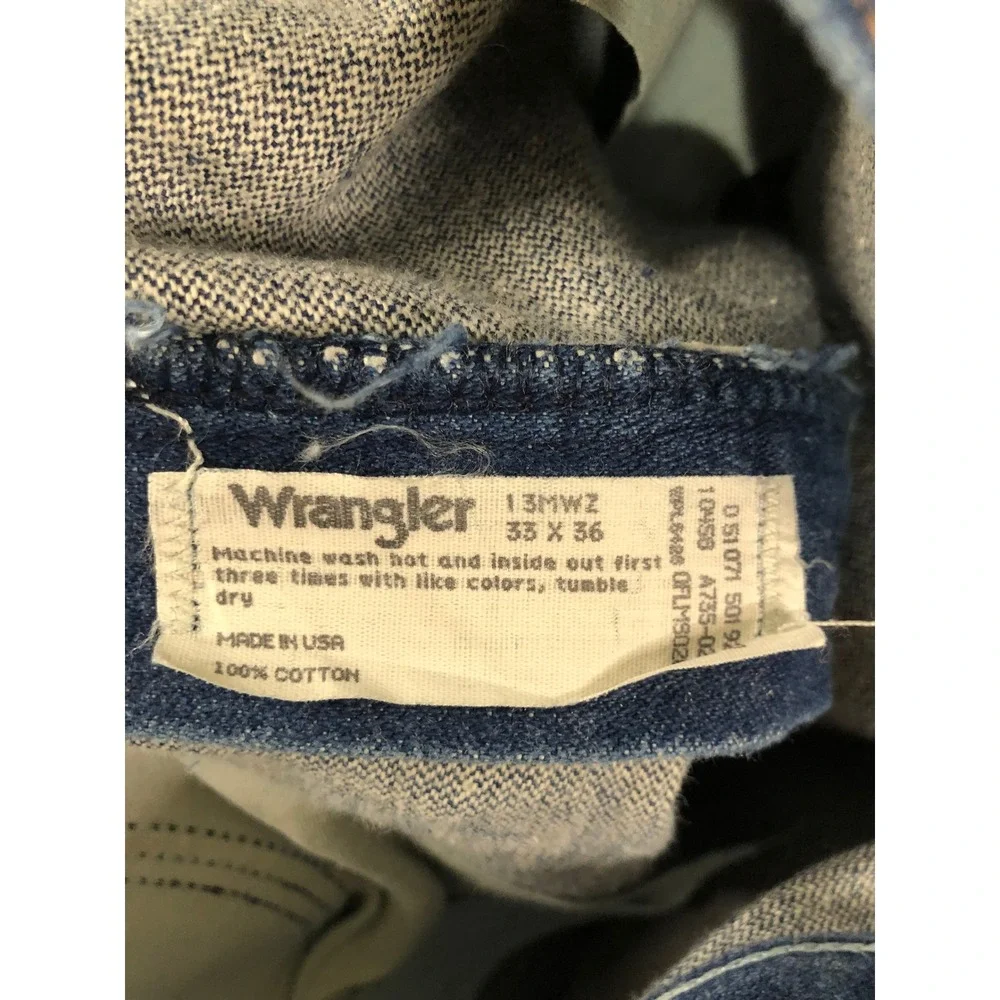 VTG Wrangler Jeans Men 31x36 (Tag 33x36) Blue Cowboy Cut Made in USA 13MWZ